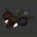 Sci Fi Vehicle Character in Game and Movie with Green Mechanical Body and Glowing Thrusters